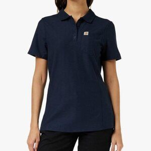 Carhartt Force Relaxed Fit Polo Shirt Womens Large Blue New Moisture Wicking